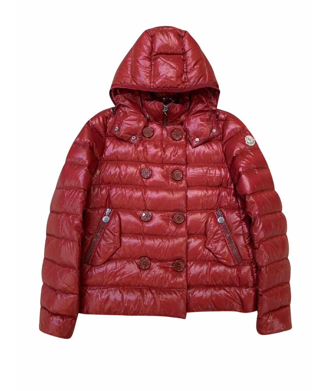 MONCLER Красный полиэстеровый пуховик, фото 10