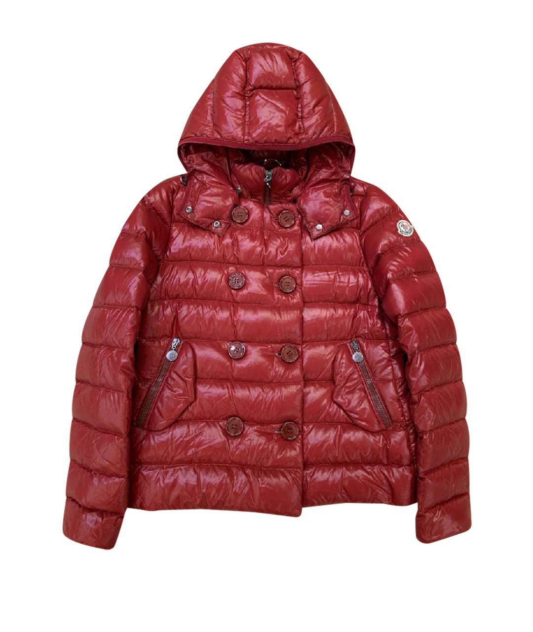 MONCLER Красный полиэстеровый пуховик, фото 1