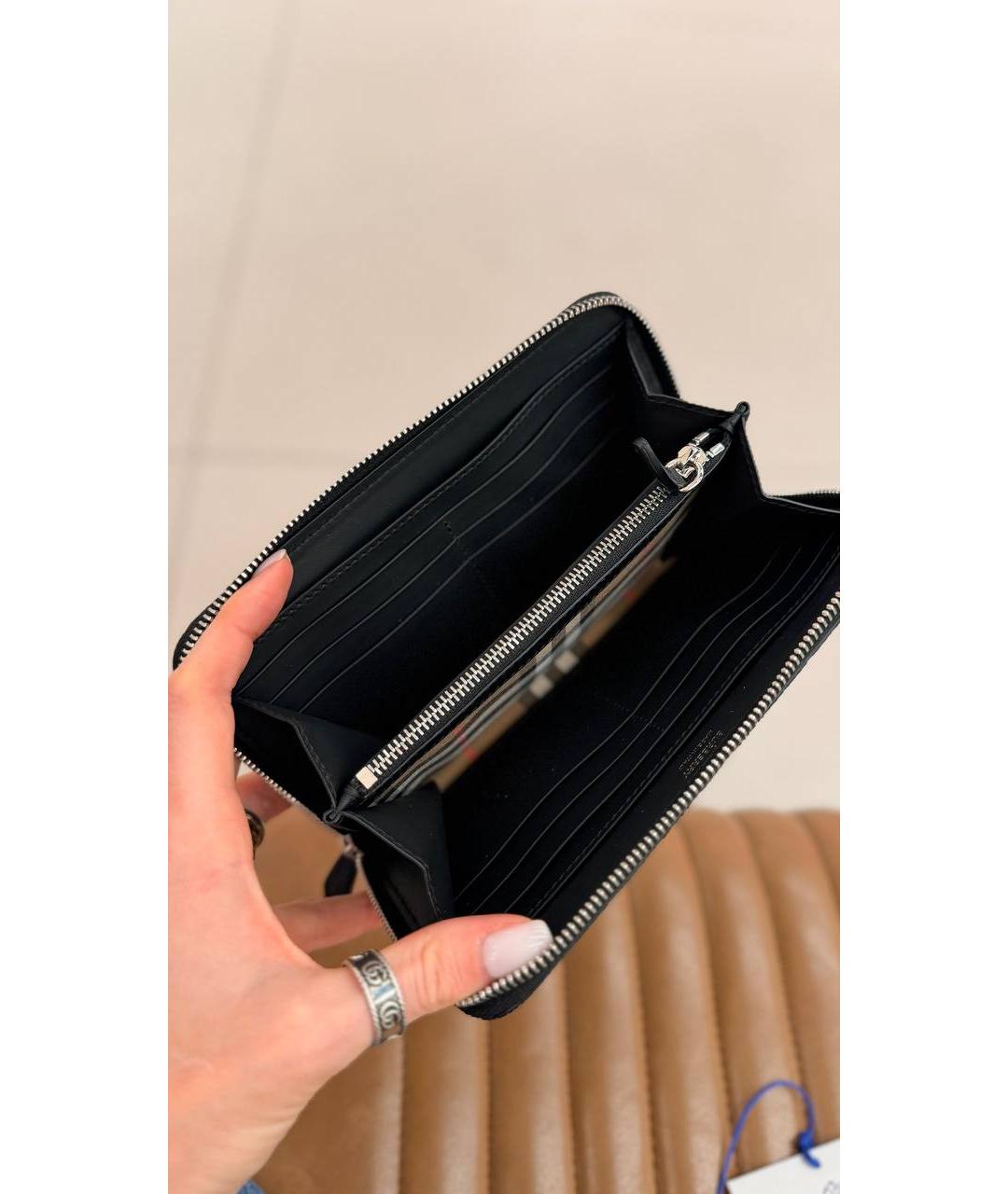 BURBERRY Черный кожаный кошелек, фото 3