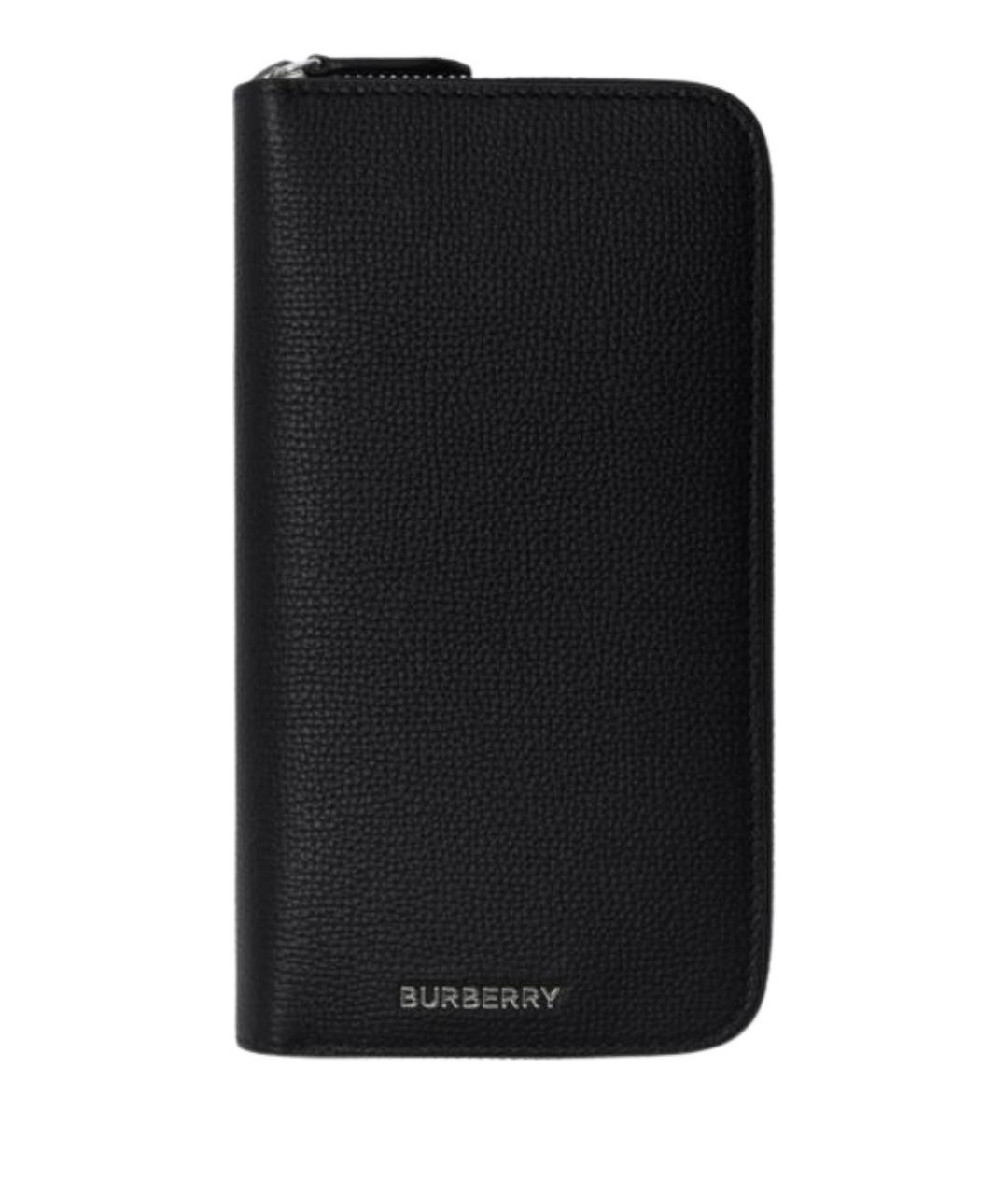BURBERRY Черный кожаный кошелек, фото 1