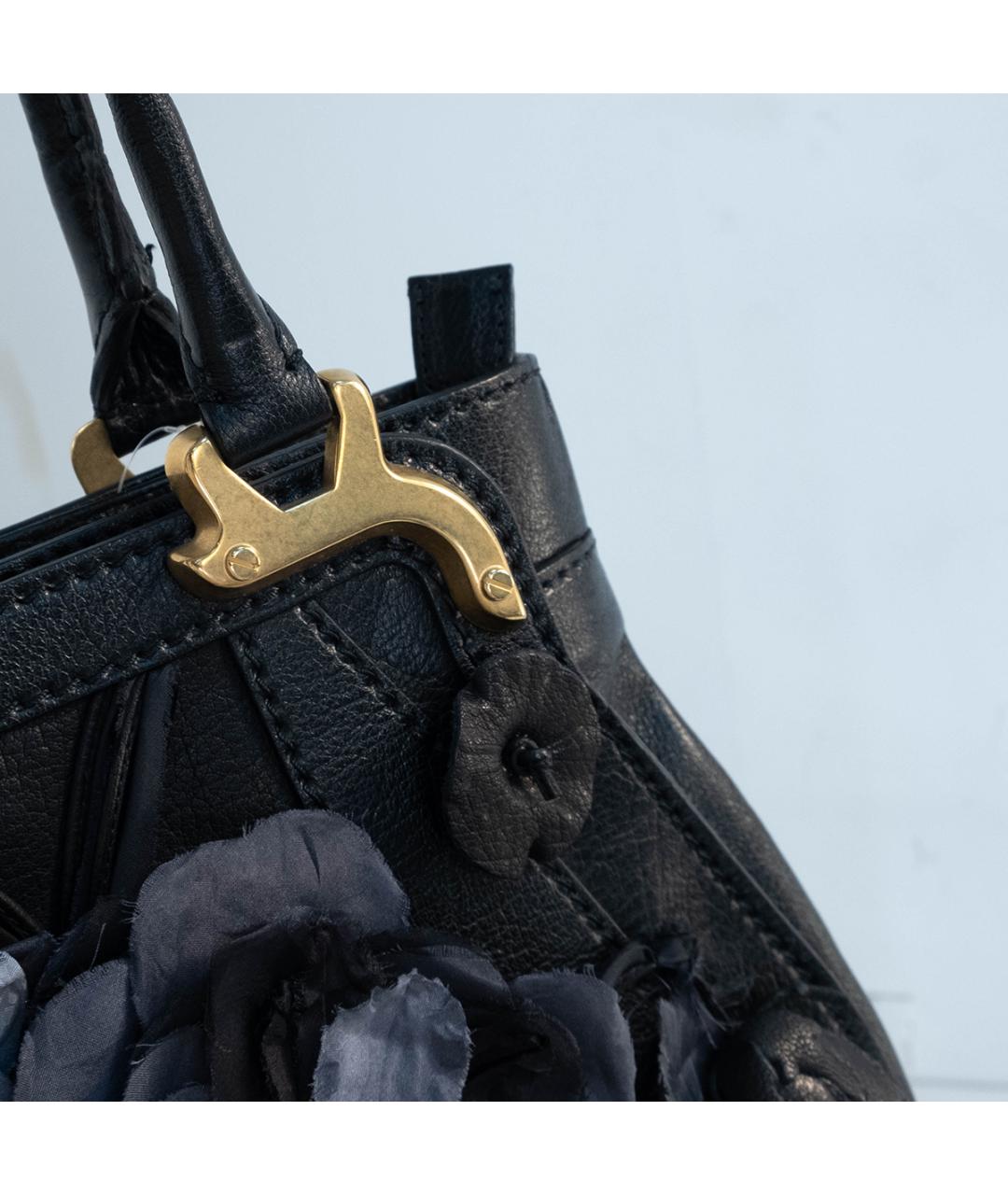 VALENTINO Черная кожаная сумка тоут, фото 5