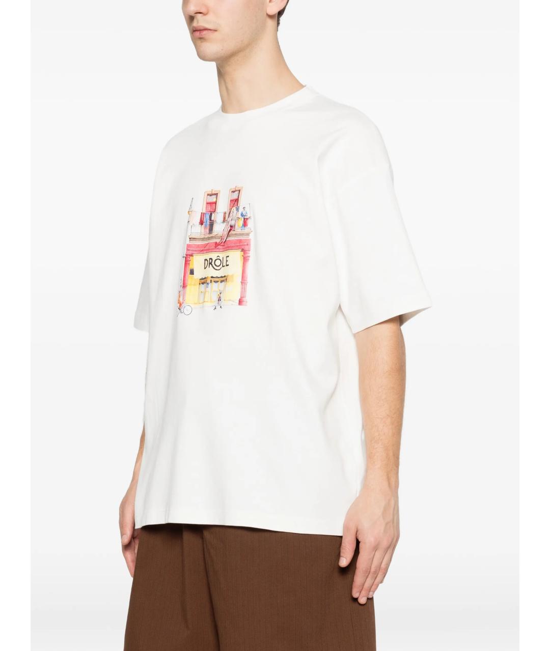 Drole de Monsieur Белая хлопковая футболка, фото 3