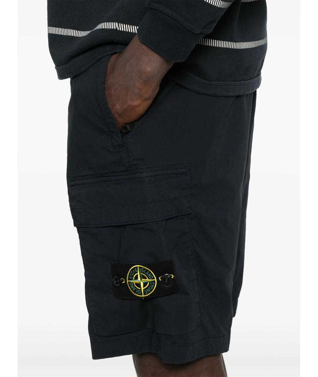 STONE ISLAND Темно-синие хлопковые шорты, фото 5