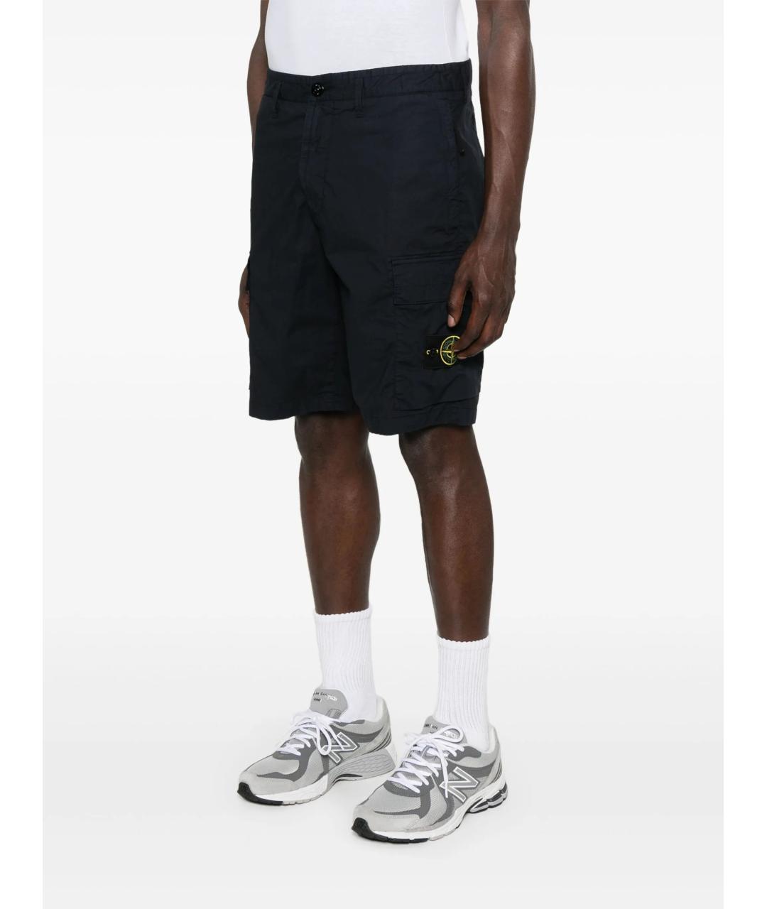 STONE ISLAND Темно-синие хлопковые шорты, фото 3