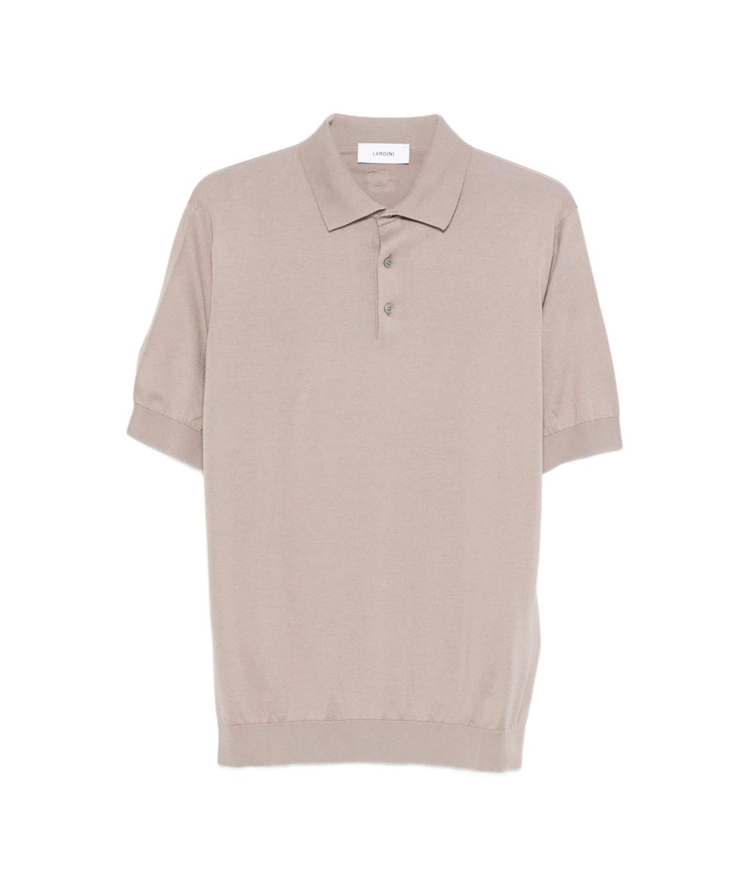 LARDINI Бежевое хлопковое поло с коротким рукавом, фото 1