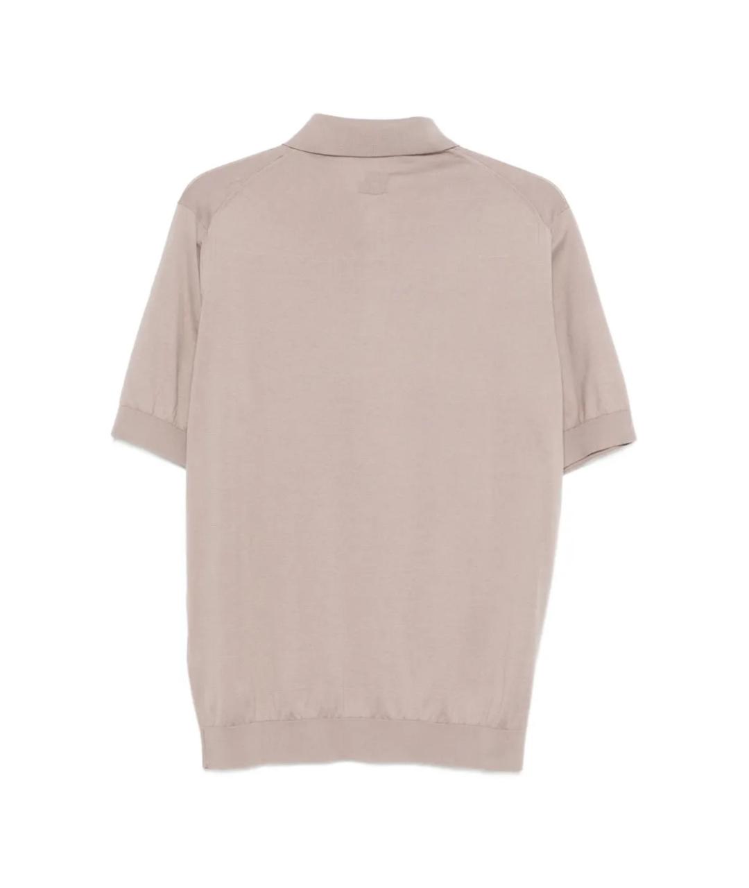 LARDINI Бежевое хлопковое поло с коротким рукавом, фото 2