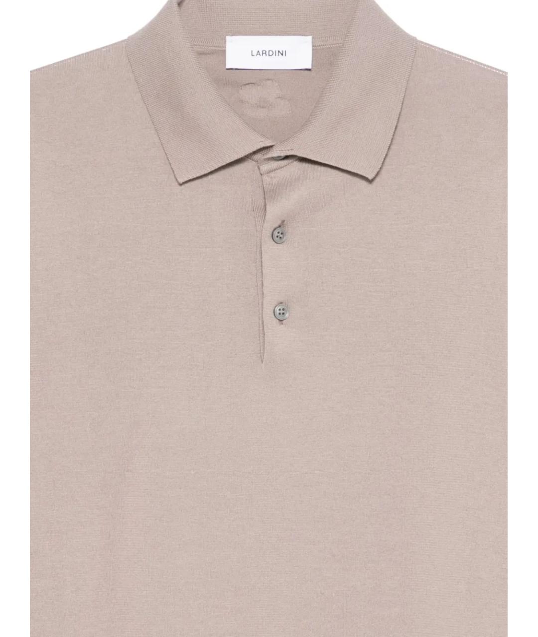 LARDINI Бежевое хлопковое поло с коротким рукавом, фото 3