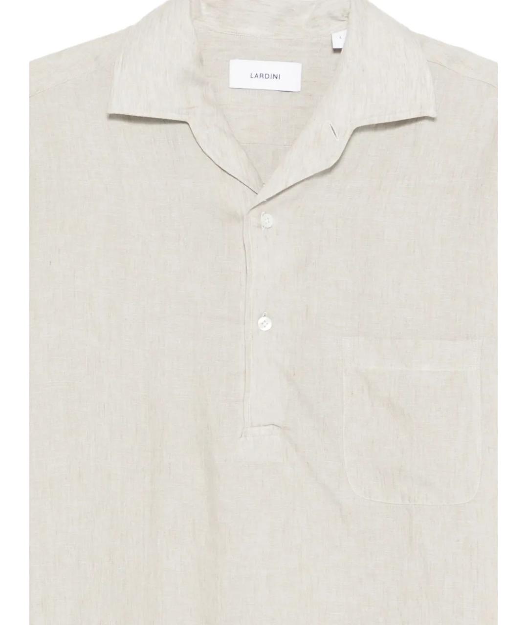 LARDINI Бежевая льняная кэжуал рубашка, фото 3