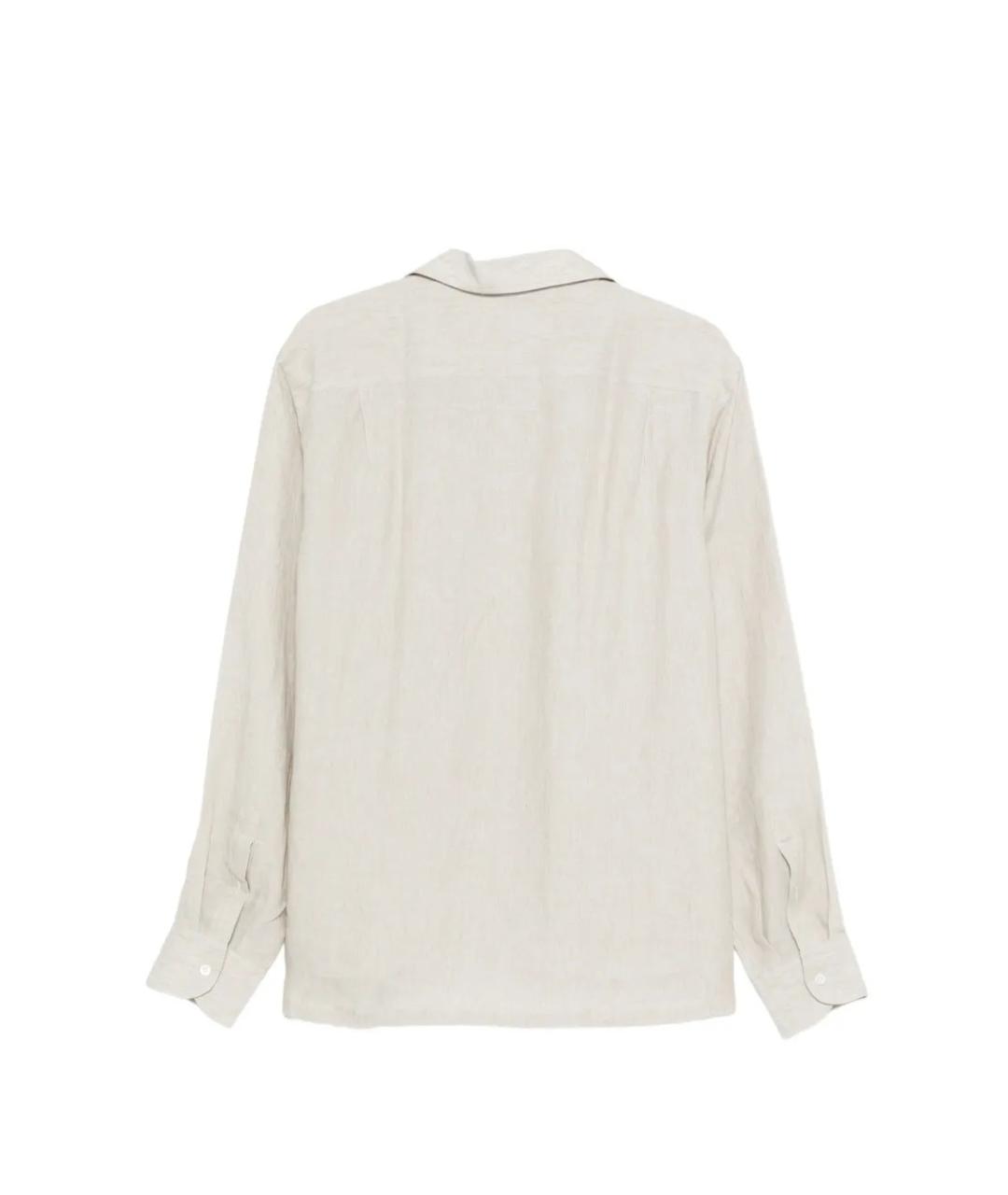 LARDINI Бежевая льняная кэжуал рубашка, фото 2