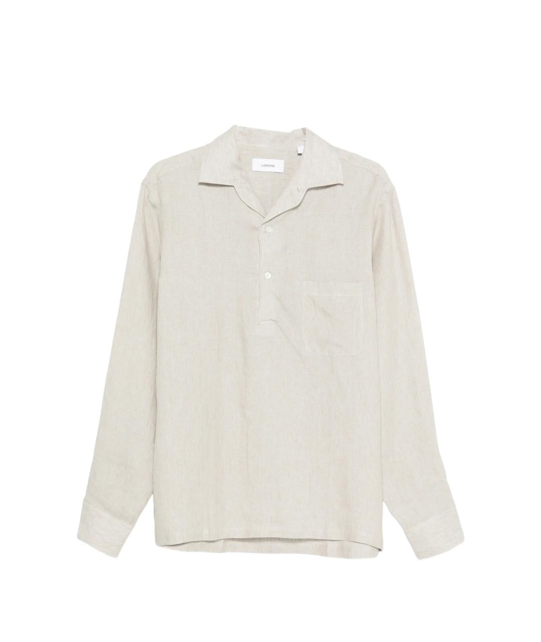 LARDINI Бежевая льняная кэжуал рубашка, фото 1