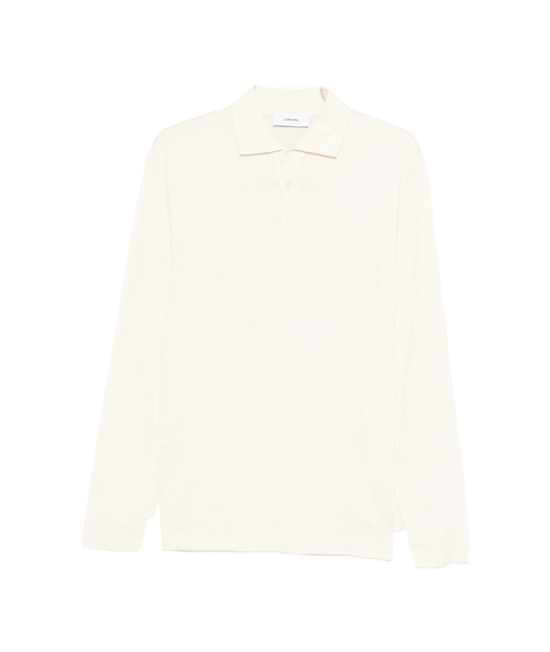 LARDINI Бежевое хлопковое поло с длинным рукавом, фото 1