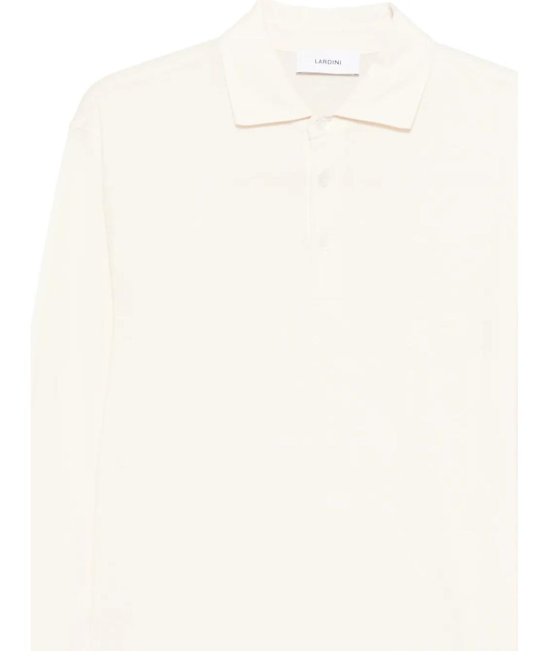 LARDINI Бежевое хлопковое поло с длинным рукавом, фото 3