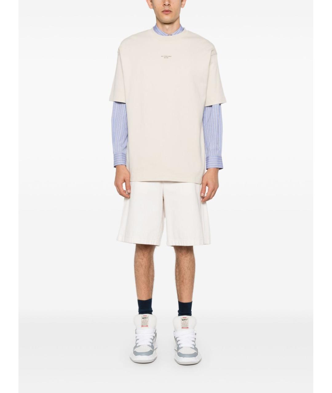 Drole de Monsieur Бежевая хлопковая футболка, фото 2