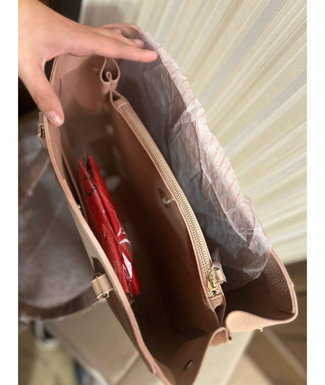 VALENTINO Розовая сумка тоут из искусственной кожи, фото 2