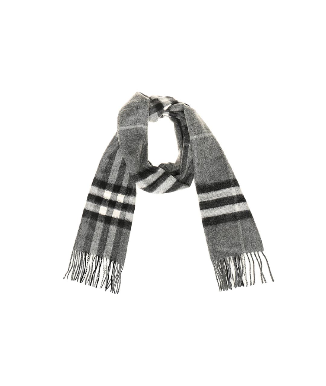 BURBERRY Серый кашемировый шарф, фото 3