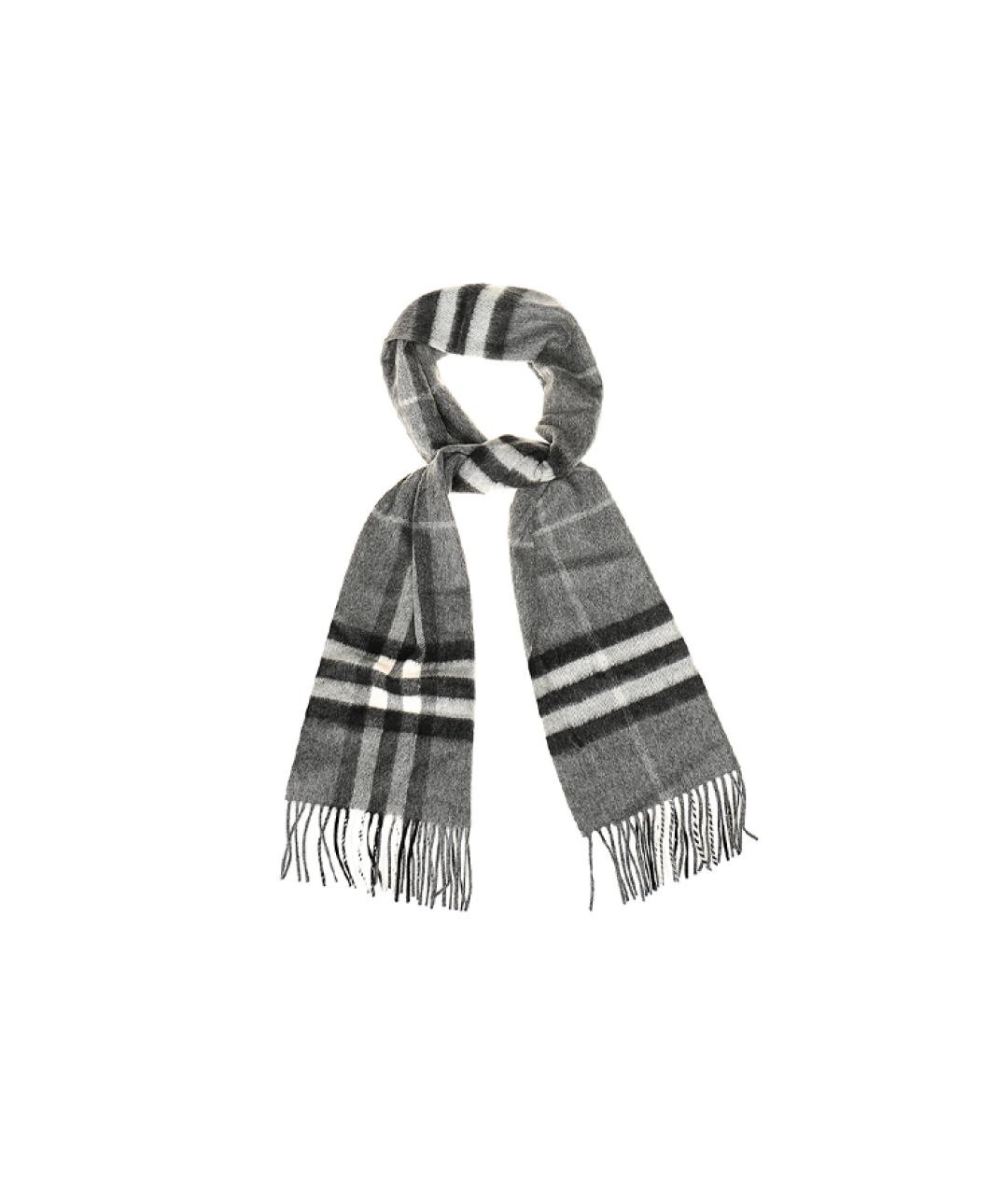 BURBERRY Серый кашемировый шарф, фото 2