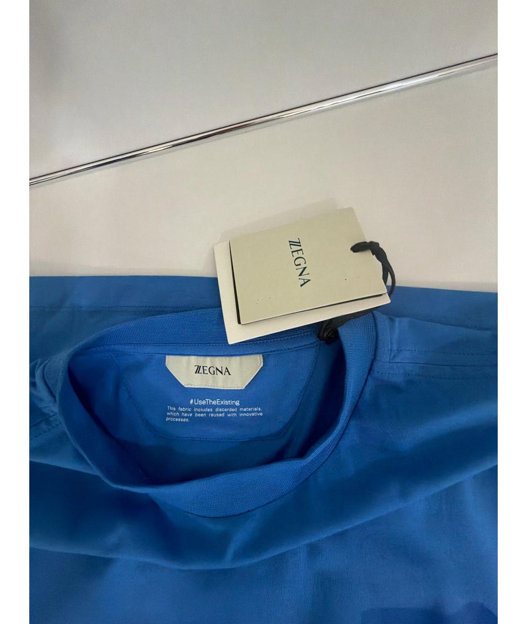 ZZEGNA Синяя хлопко-эластановая футболка, фото 3