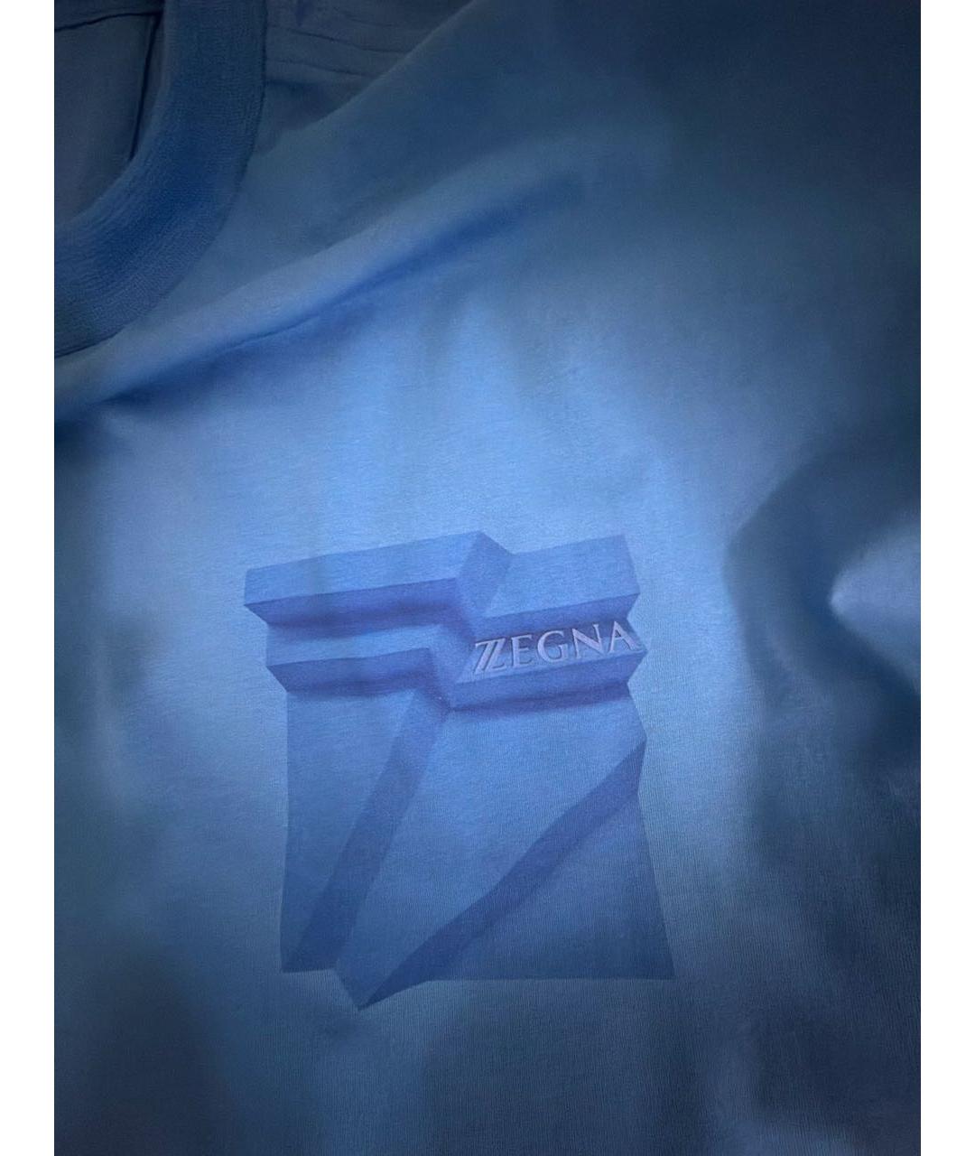 ZZEGNA Синяя хлопко-эластановая футболка, фото 4