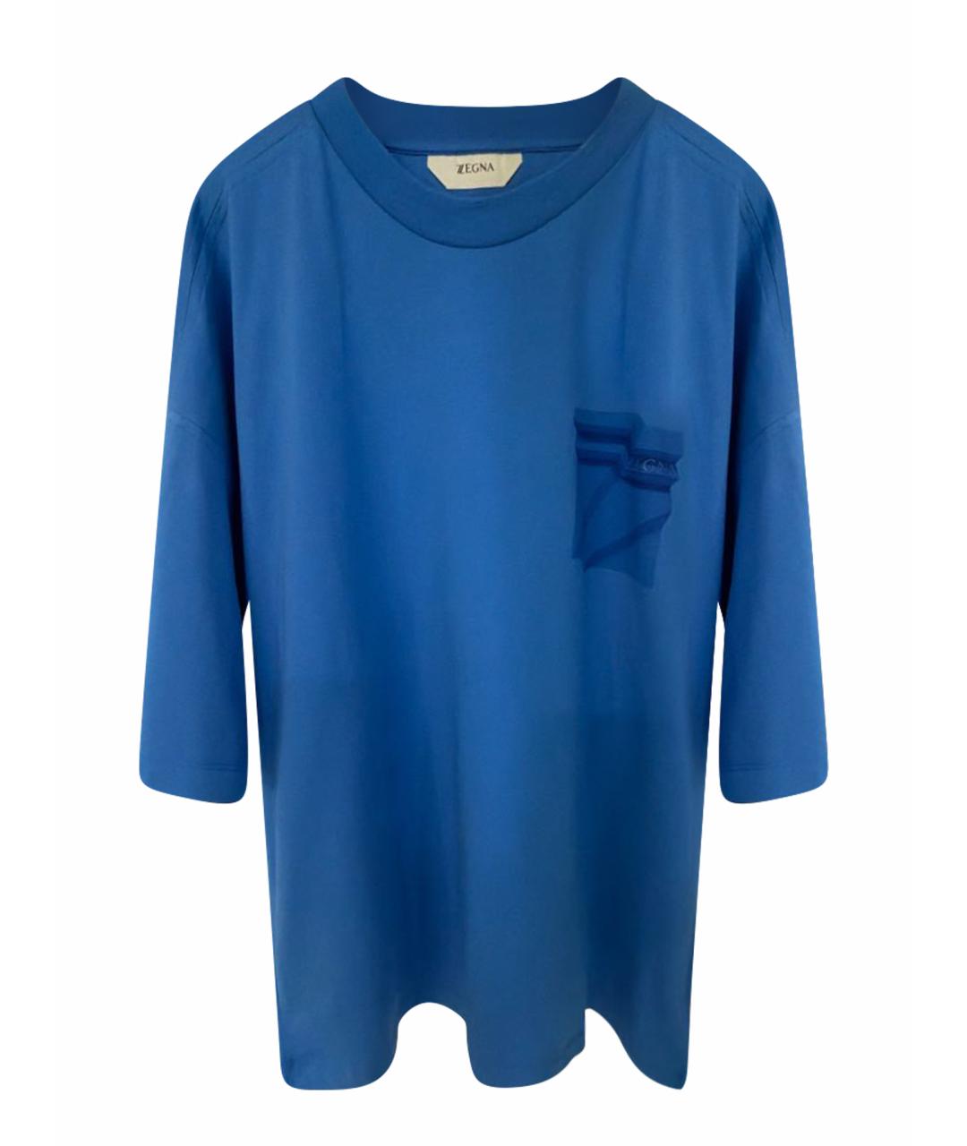 ZZEGNA Синяя хлопко-эластановая футболка, фото 1