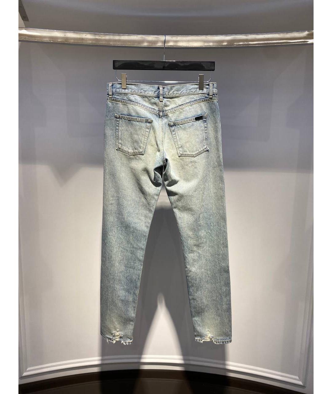 SAINT LAURENT Голубые хлопковые прямые джинсы, фото 2