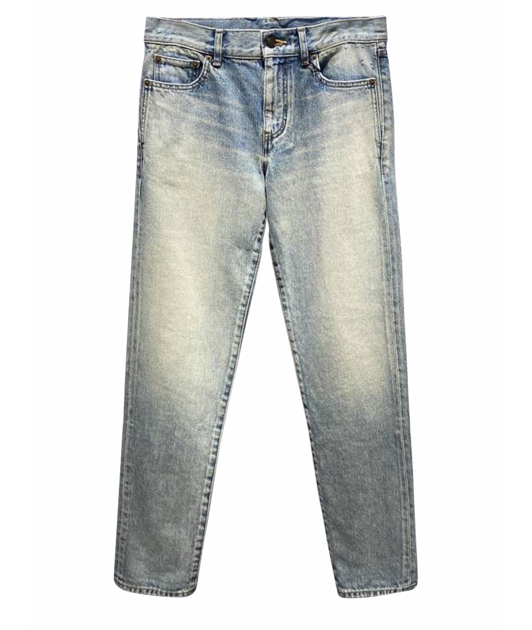 SAINT LAURENT Голубые хлопковые прямые джинсы, фото 1