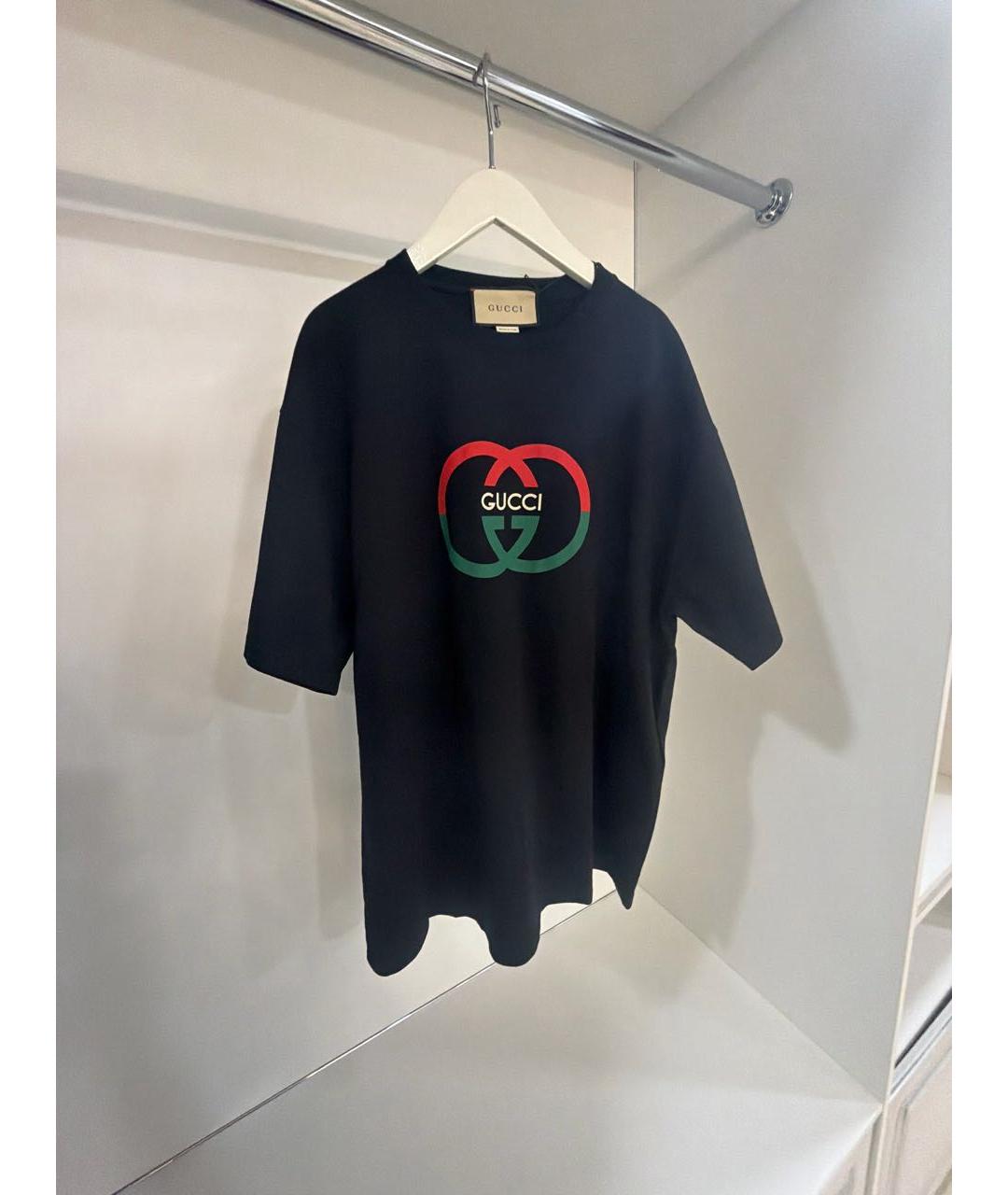 GUCCI Черная хлопко-эластановая футболка, фото 6