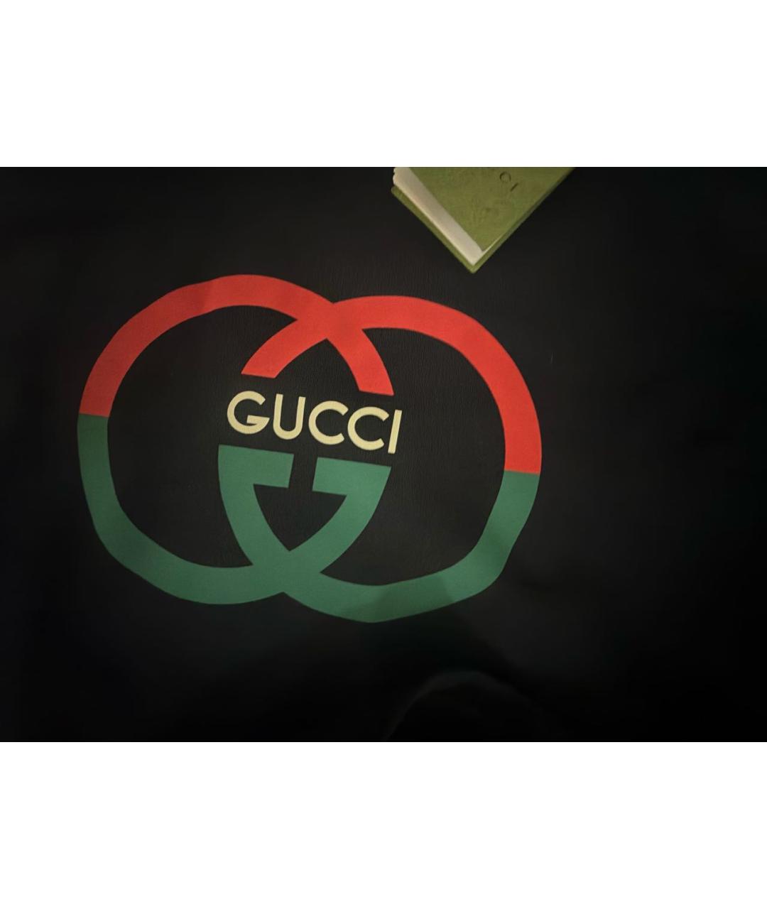GUCCI Черная хлопко-эластановая футболка, фото 5