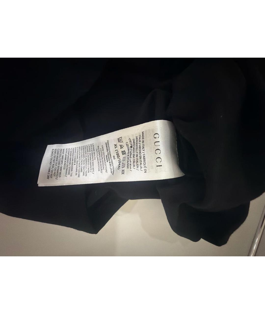 GUCCI Черная хлопко-эластановая футболка, фото 4