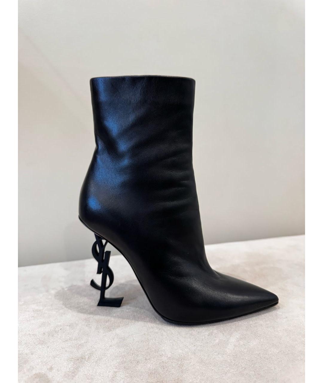 SAINT LAURENT Черные кожаные ботильоны, фото 9