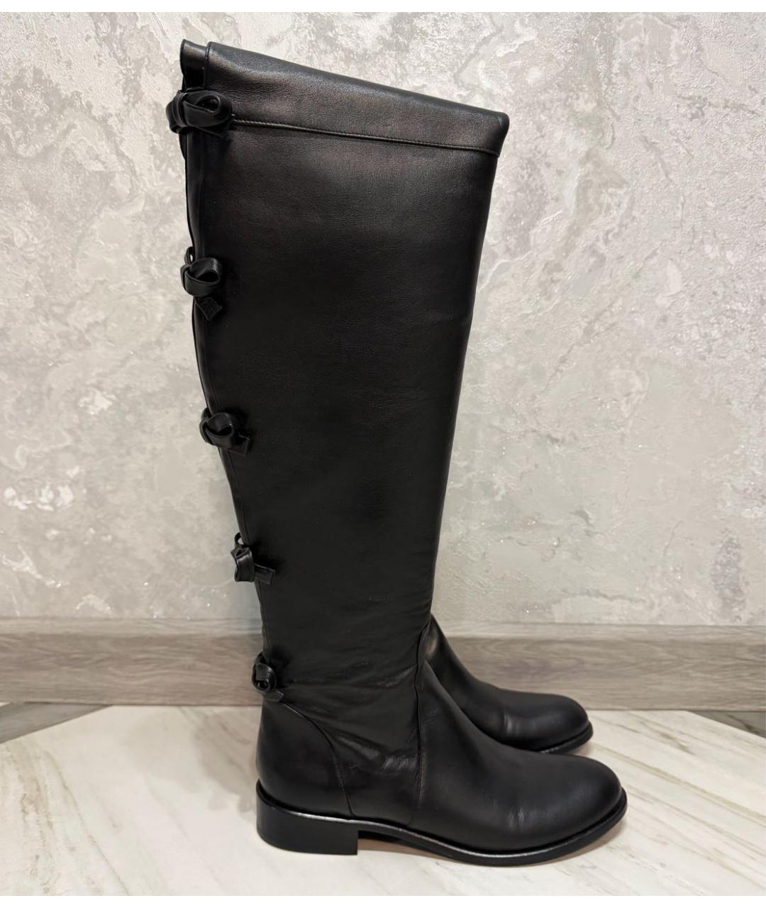 VALENTINO Черные кожаные ботфорты, фото 9