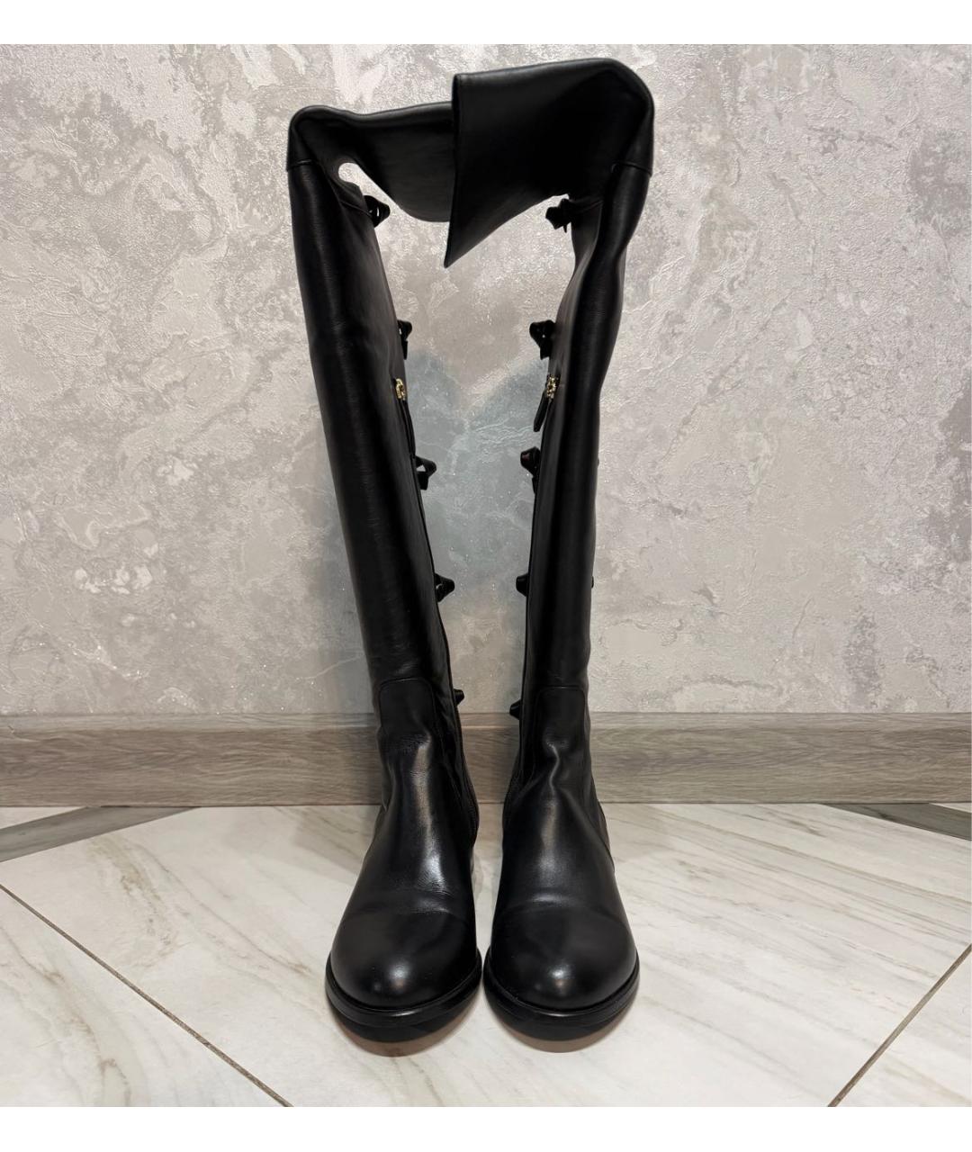 VALENTINO Черные кожаные ботфорты, фото 2