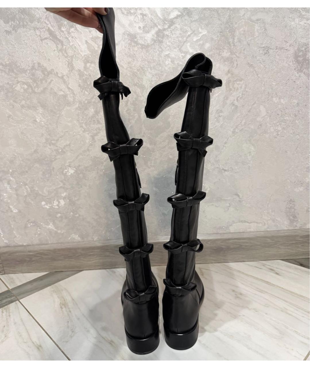 VALENTINO Черные кожаные ботфорты, фото 7