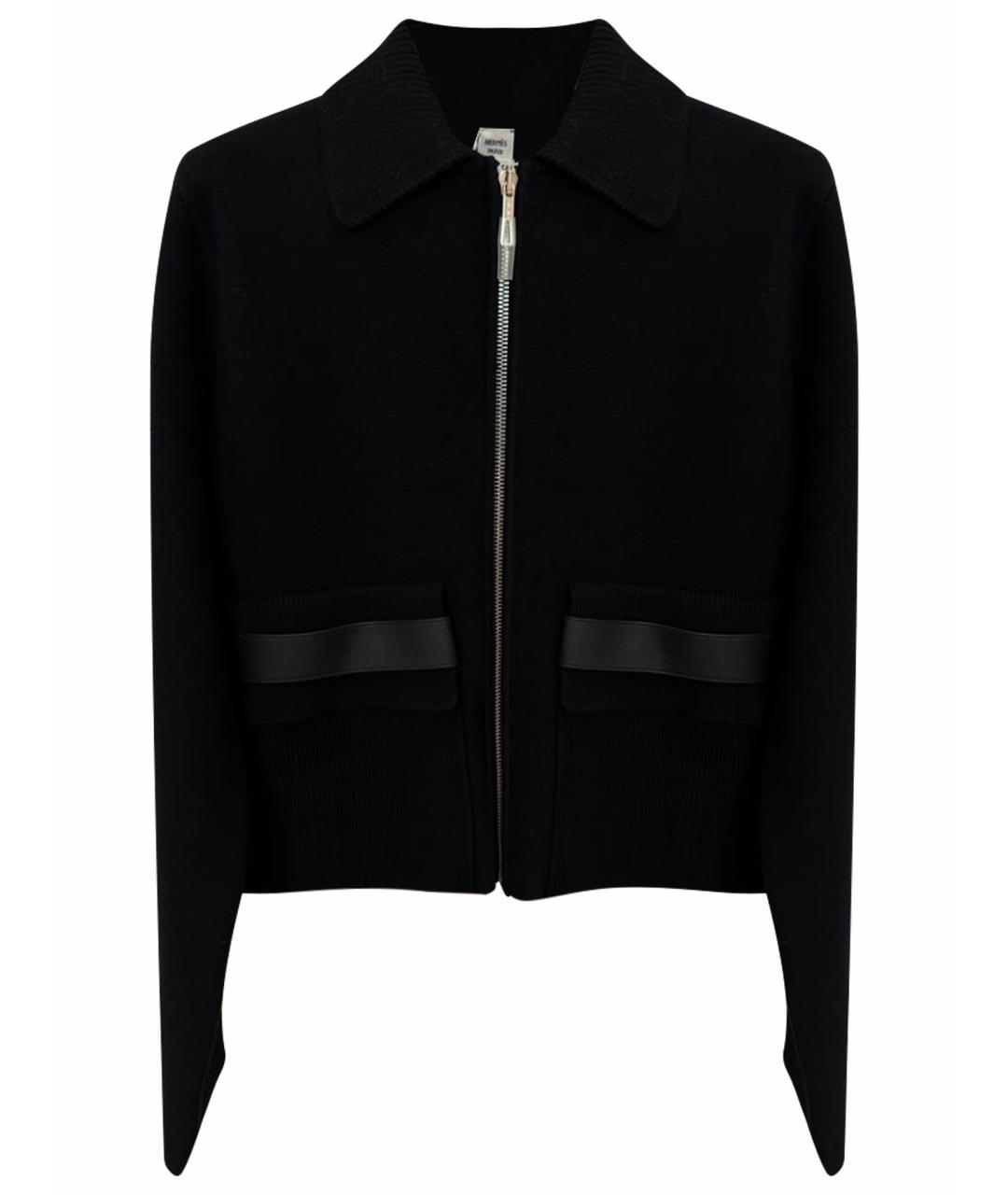 HERMES Черный шерстяной кардиган, фото 1