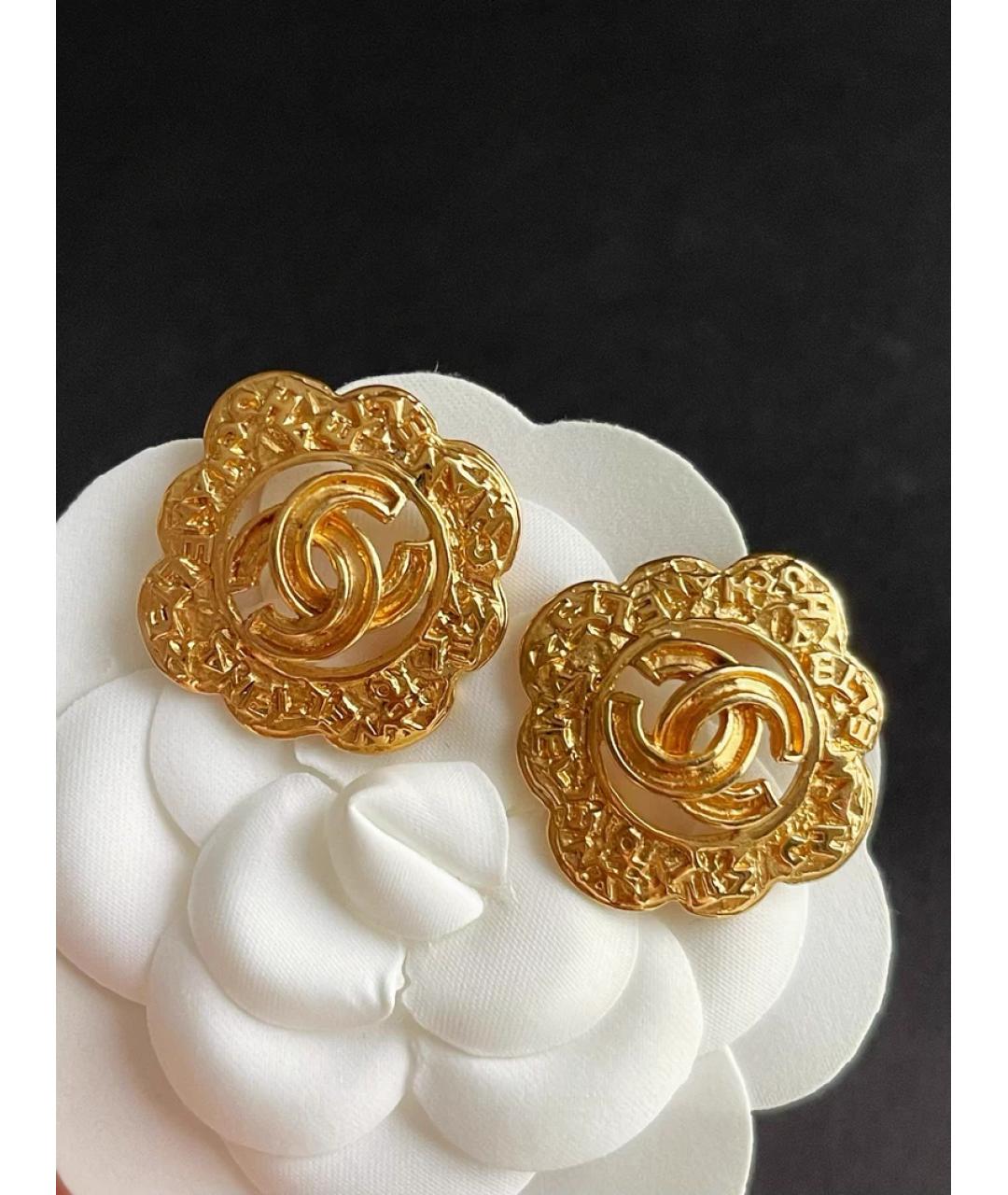 CHANEL Золотые металлические серьги, фото 2