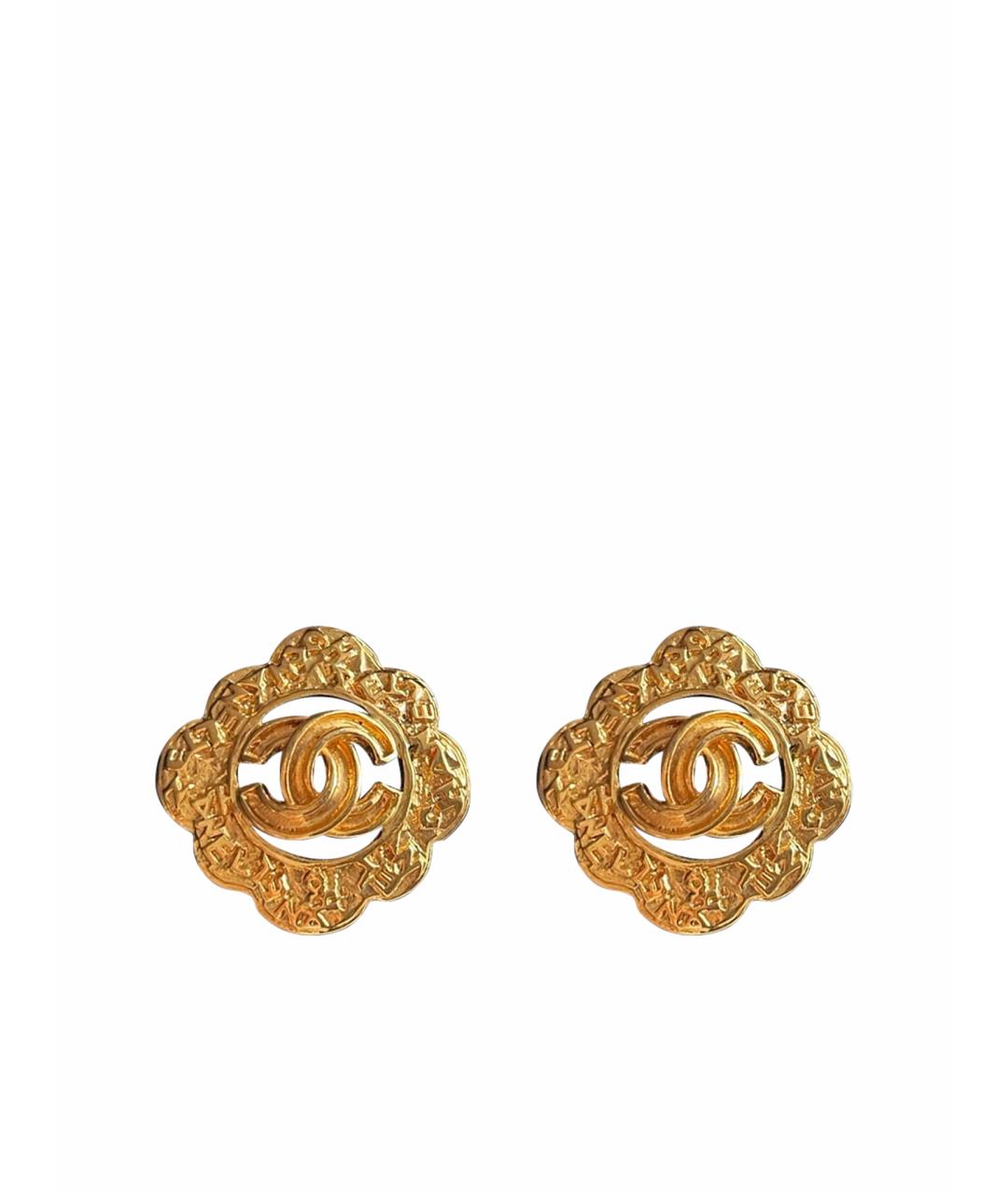 CHANEL Золотые металлические серьги, фото 1