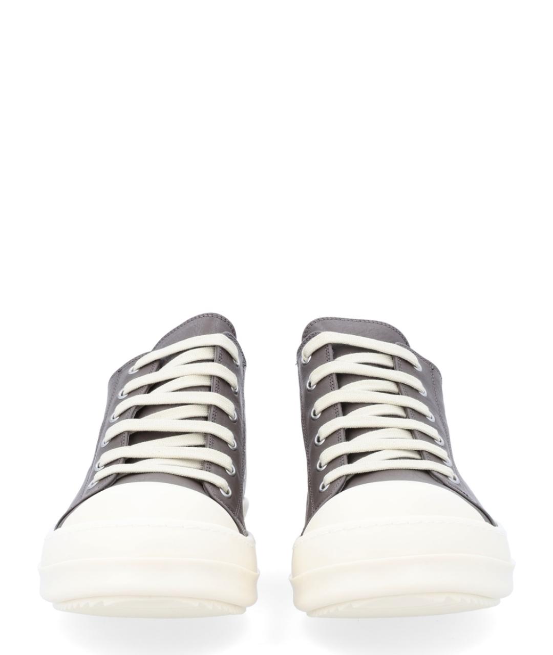 RICK OWENS Серые кожаные низкие кроссовки / кеды, фото 2