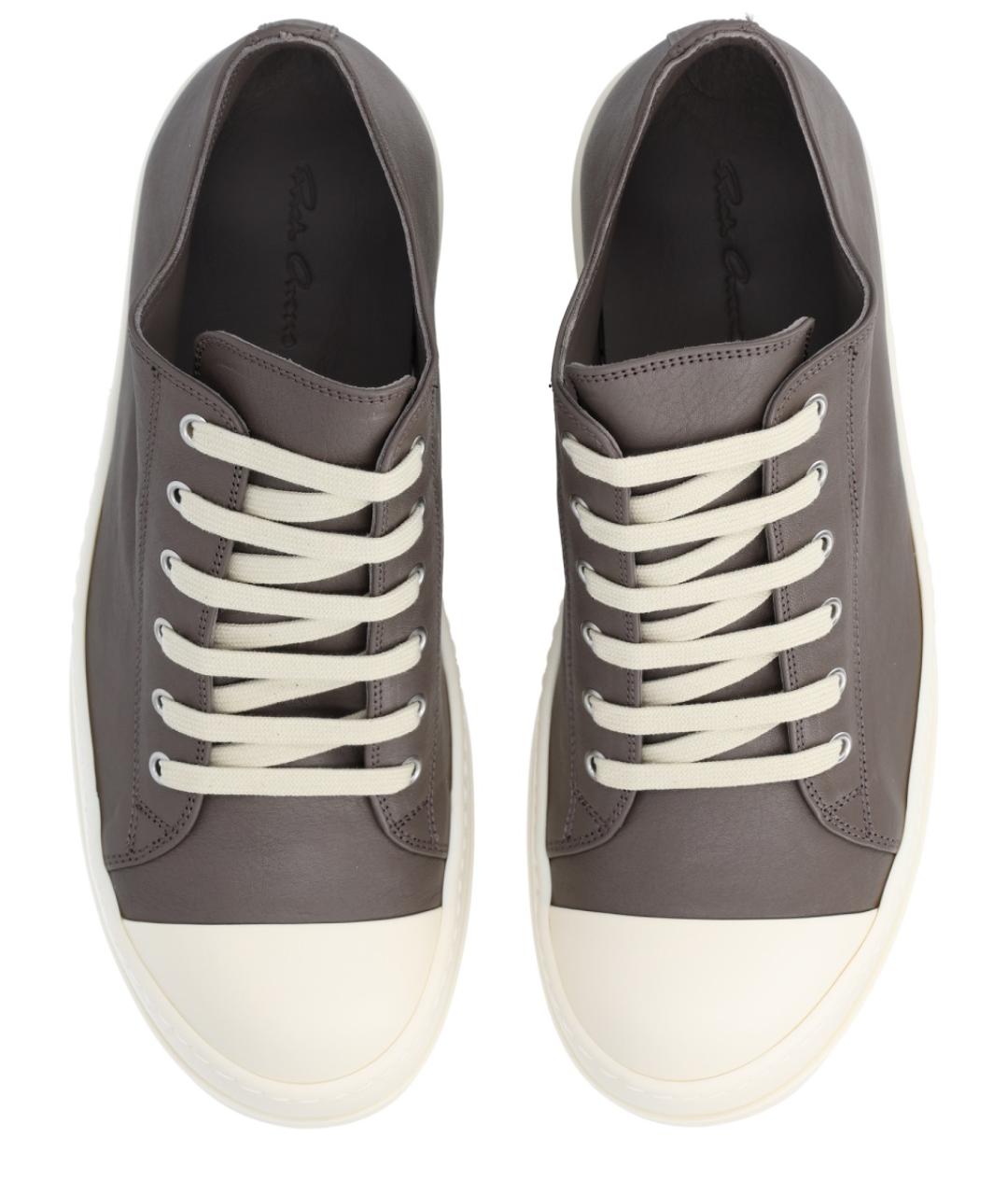 RICK OWENS Серые кожаные низкие кроссовки / кеды, фото 5
