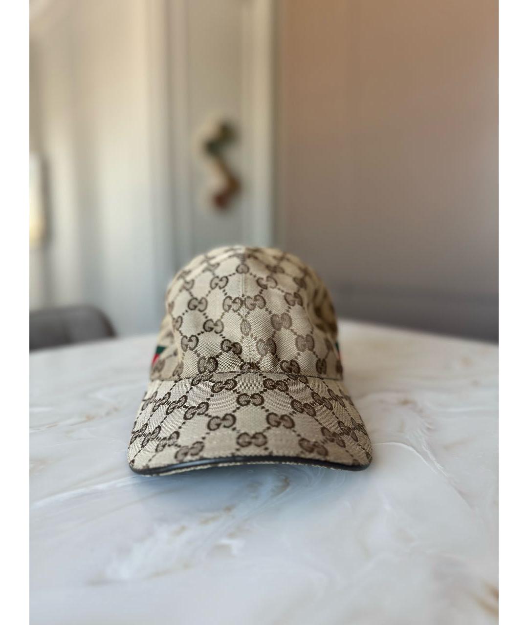 GUCCI Бежевая хлопковая кепка, фото 7