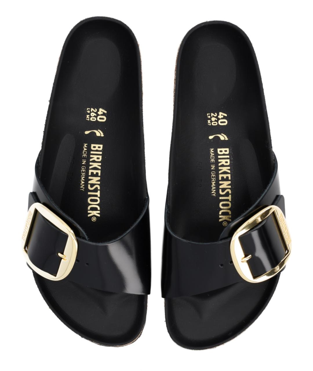 BIRKENSTOCK Черные кожаные шлепанцы, фото 5