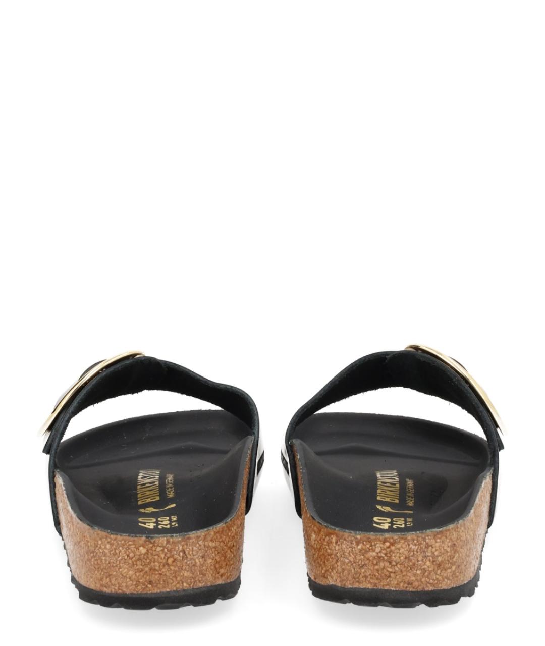 BIRKENSTOCK Черные кожаные шлепанцы, фото 4