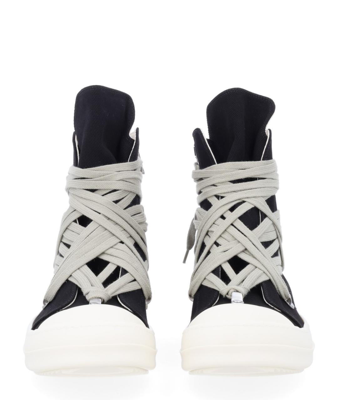 RICK OWENS DRKSHDW Черные текстильные высокие кроссовки / кеды, фото 3