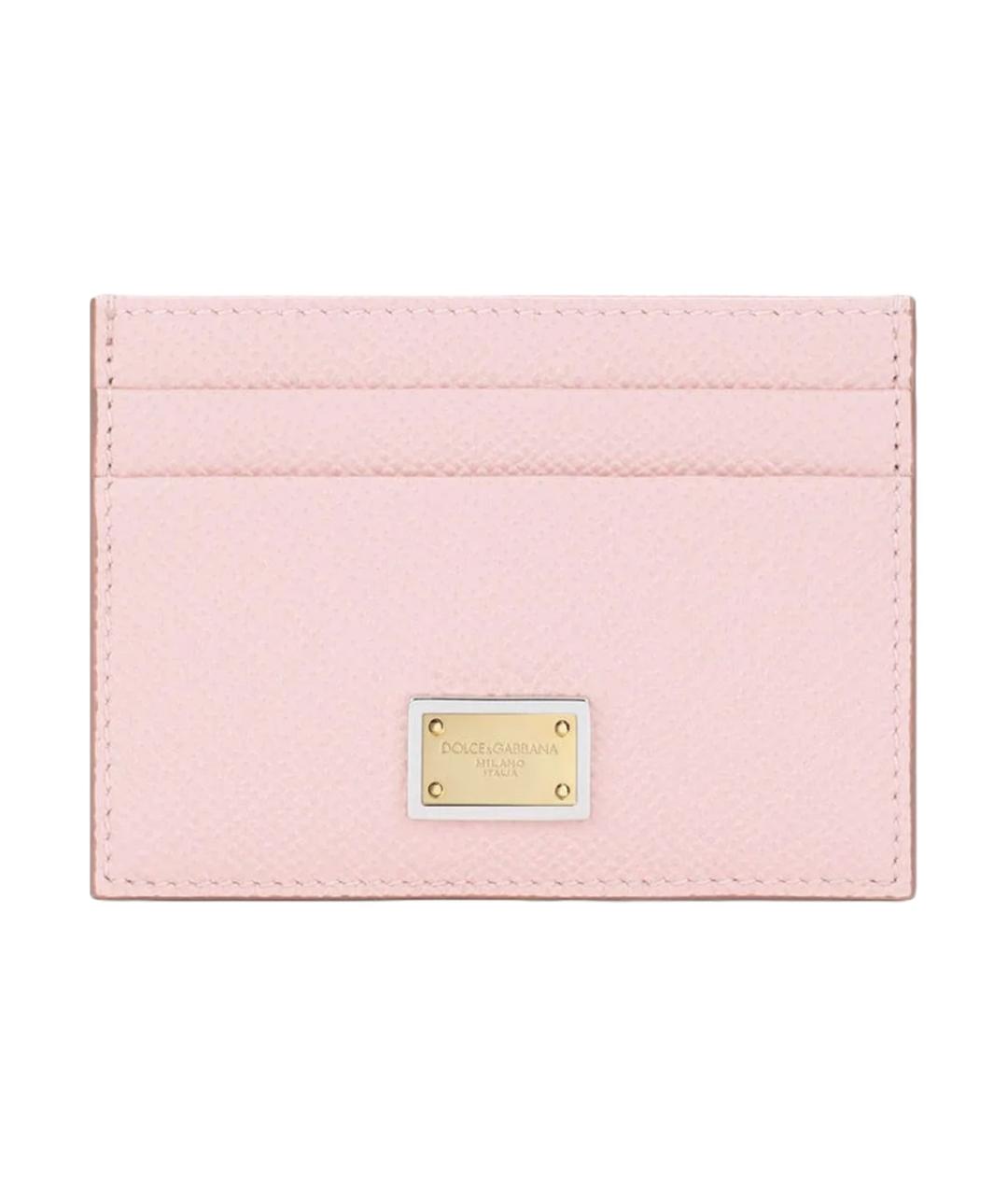 DOLCE&GABBANA Розовый кожаный кардхолдер, фото 1