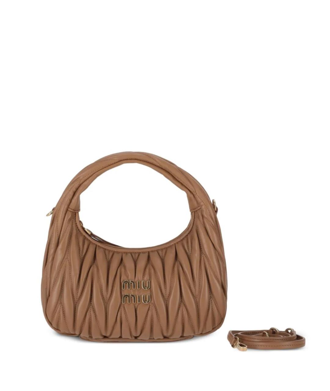 MIU MIU Бежевая кожаная сумка с короткими ручками, фото 1