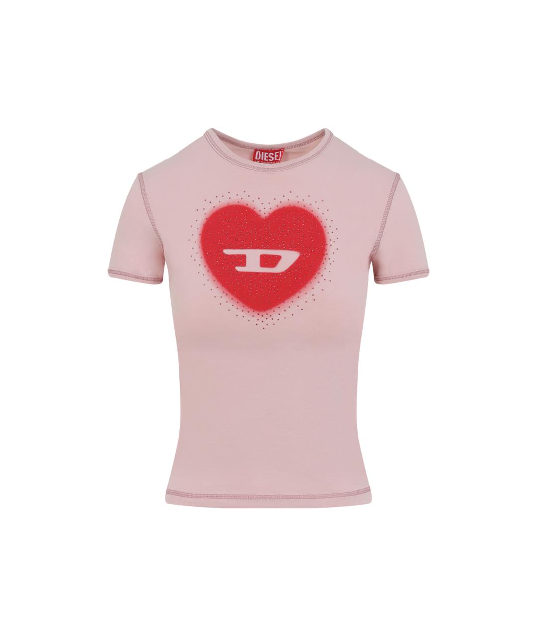 DIESEL Розовая хлопковая футболка, фото 1