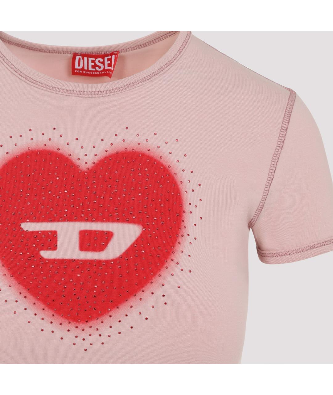 DIESEL Розовая хлопковая футболка, фото 4
