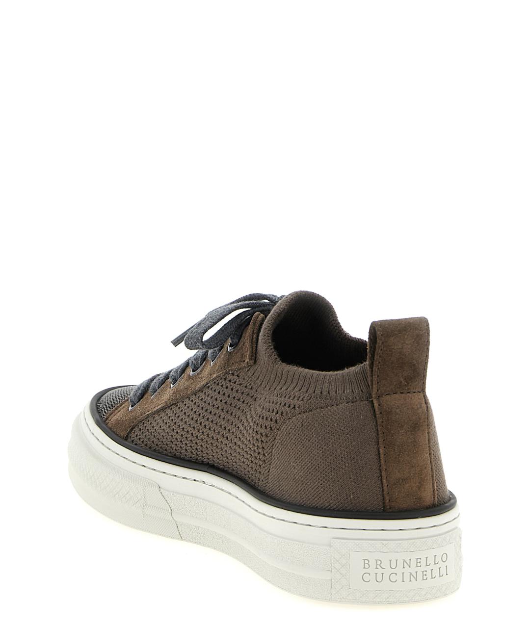 BRUNELLO CUCINELLI Коричневые текстильные кеды, фото 3
