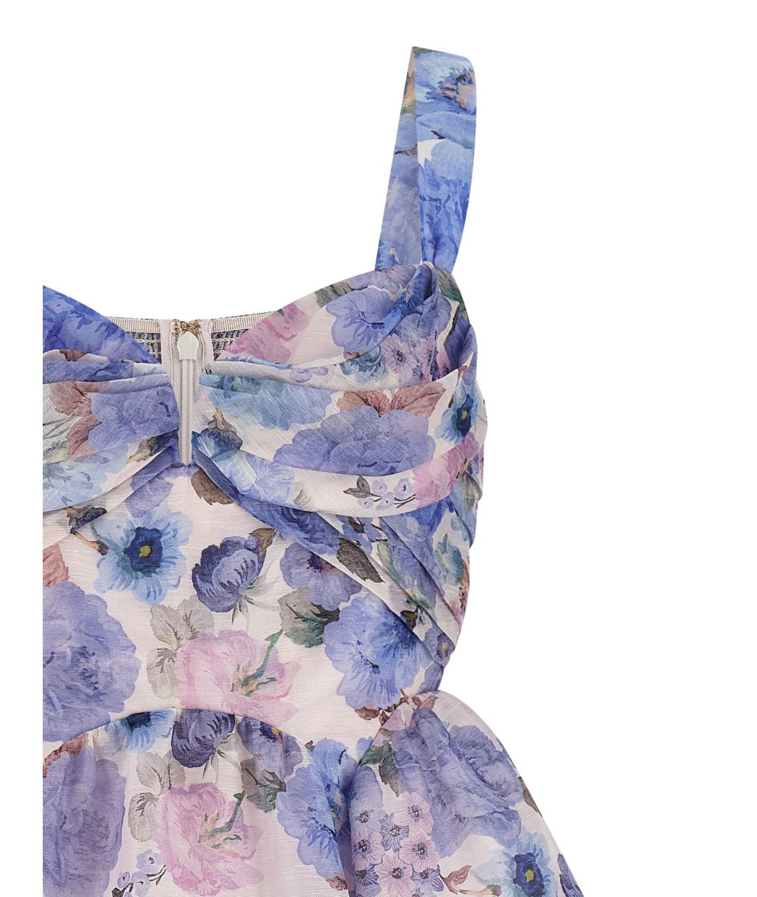 ZIMMERMANN Голубое льняное коктейльное платье, фото 3