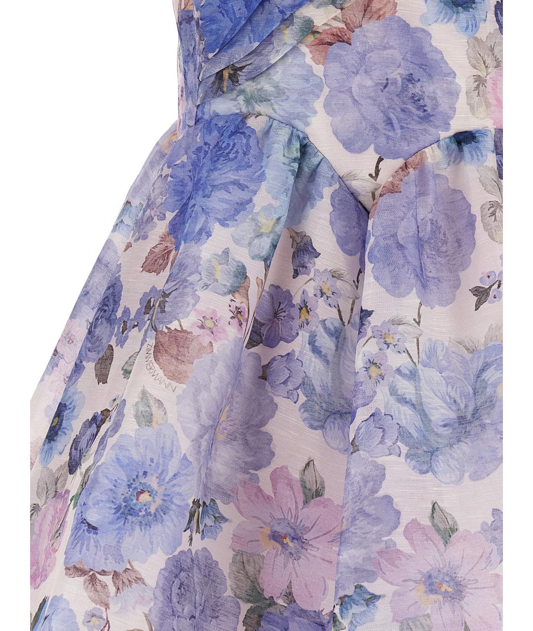 ZIMMERMANN Голубое льняное коктейльное платье, фото 4