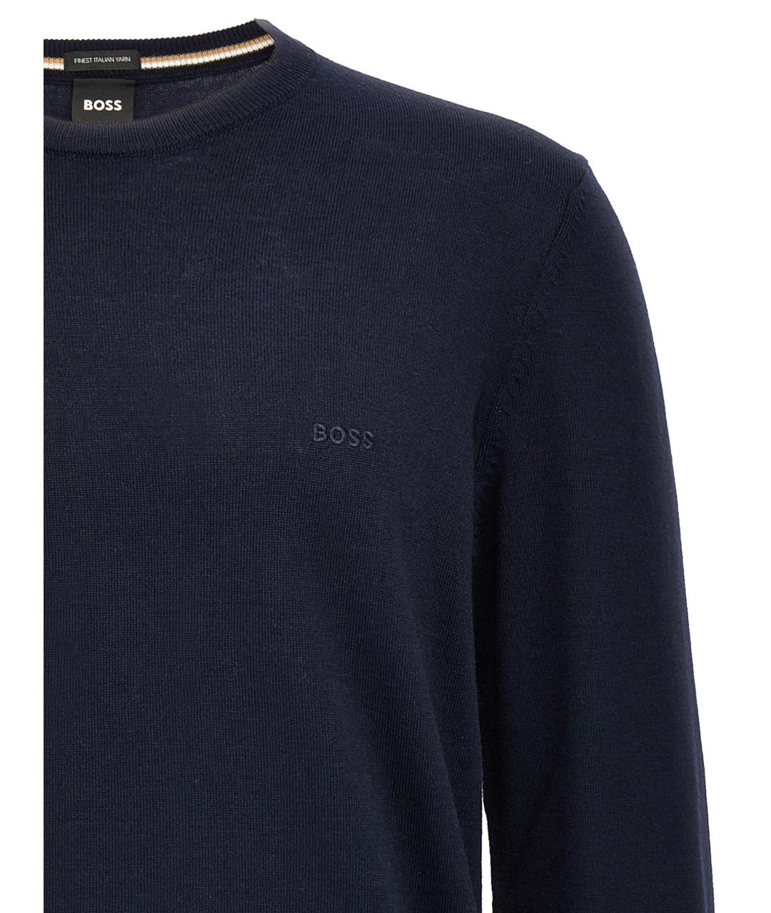 HUGO BOSS Темно-синий шерстяной джемпер / свитер, фото 3