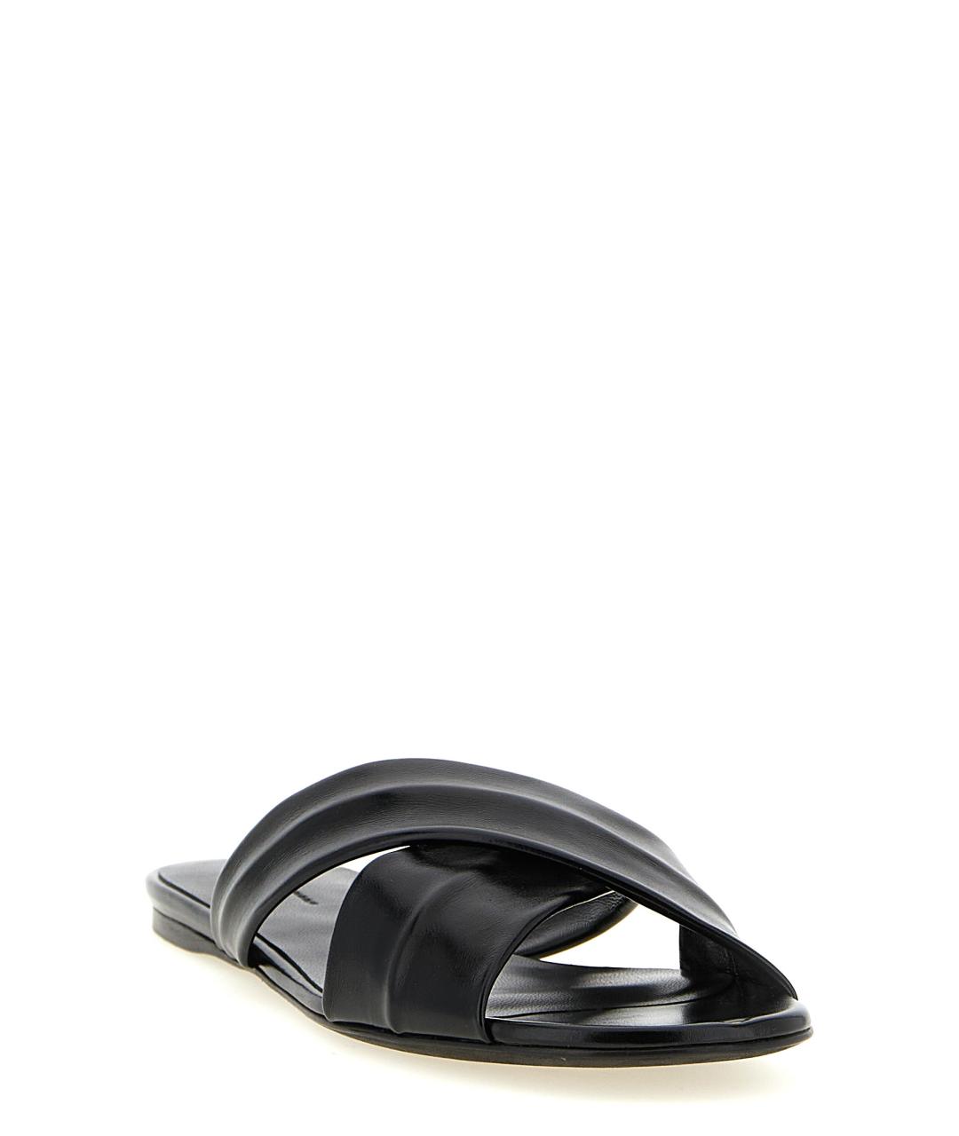 KHAITE Черные кожаные шлепанцы, фото 2